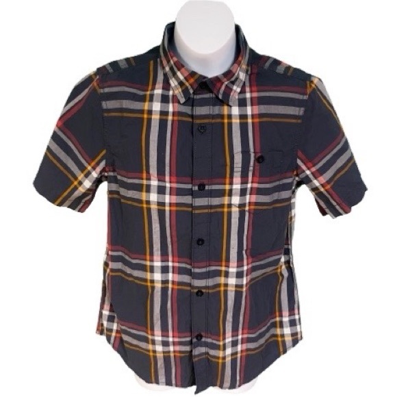 Tucker & Tate Gray Plaid Short Sleeve Button Up Boys Size L 10/12 NWT - Picture 1 of 8